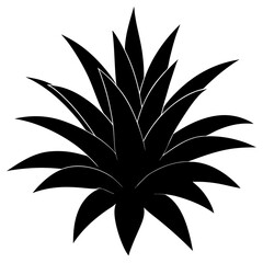 Vector art of silhouette of a tropical plant with leaves, representing nature, growth, and decoration isolated on white background