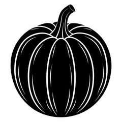 Illustration of a round pumpkin with stem isolated on white background, perfect for autumn