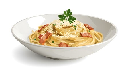 A classic Italian Carbonara made with geometric shapes