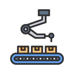 Conveyor belt icon vector image. Suitable for mobile apps, web apps and print media.