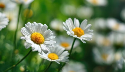 Fototapeta premium Close-up of white daisies in a garden
