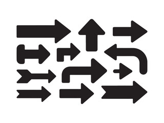 Collection of black arrow silhouettes vector isolated on white background