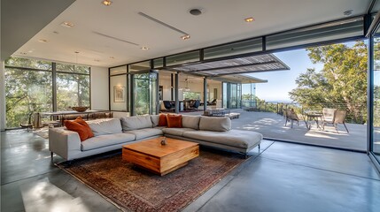 living room interior with beautiful luxury floor,table,window,and sofa