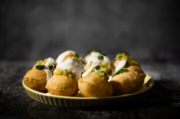 Panipuri, famous street food in India.