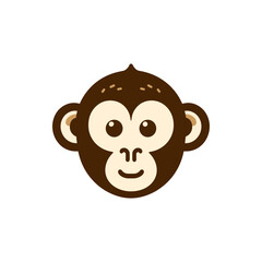 Cartoon monkey face illustration, smiling against a plain background, suitable for children's designs