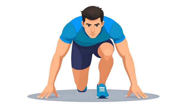 Runner poised in starting position