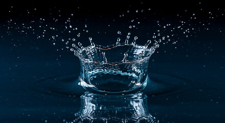 Mesmerizing Water Crown Splash A High-Speed Capture of Liquid Artistry and Reflective Pools