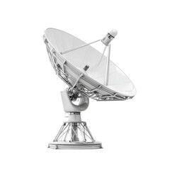 Large white satellite dish antenna with intricate metal structure communication technology, Isolated On White, Png Transparent, Cut Out