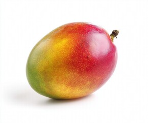 Whole Fresh Mango with Water Droplets on White Background, Tropical Fruit Still Life for Healthy Food Concept