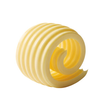 Swirled butter curl isolated on transparent background a creamy dairy product image perfect for food blogs and culinary websites