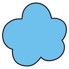Hand-drawn cartoon blue cloud on a white background.