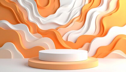 Obraz premium Creamy backdrop with product display pedestal