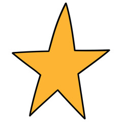 Hand-drawn cartoon yellow star on a white background.