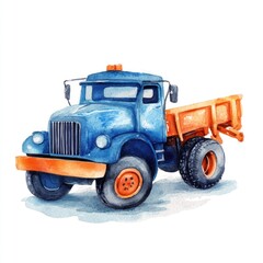 Naklejka premium Watercolor illustration of a vintage dump truck