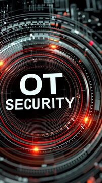 OT security. Operational technology digital cybersecurity interface.