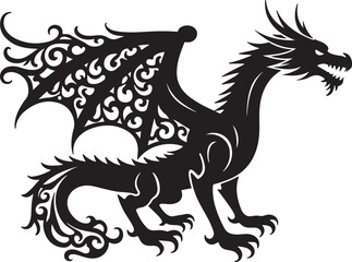 Fototapeta premium Fierce Black Dragon Emblem Bundle