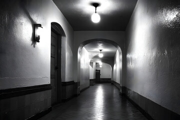 Spooky haunted house architecture building corridor.