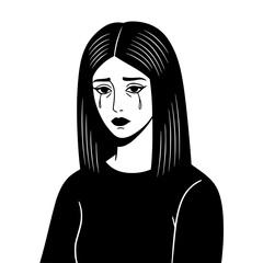 Sad woman crying with tears streaming down face