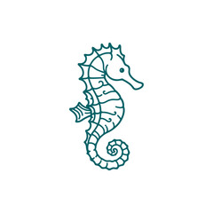 Intricate illustration of a seahorse, showcasing its unique features against a minimalistic background