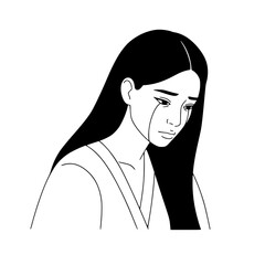 Woman crying with tears flowing down her face