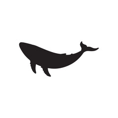 Humpback whale silhouette vector flat illustration design on white background