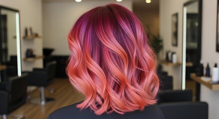 Vibrant Hair Color Transformation A Stunning Display of Red, Pink, and Orange Tones