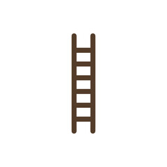 Simple wooden ladder leaning against a wall in a well-lit indoor setting with tools nearby