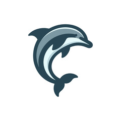 Stylized dolphin illustration leaping gracefully with a clean background, ideal for marine-themed designs