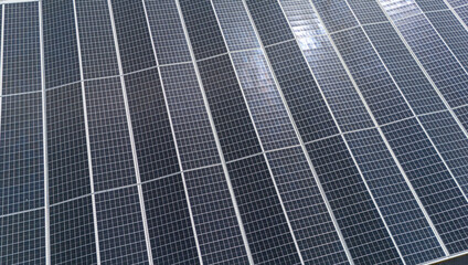Aerial View of Modern Solar Panels in a Photovoltaic Power Plant