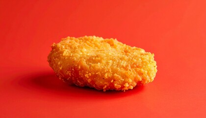 Golden Crispy Chicken Nugget on Red