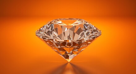 Diamond isolated on orange background 