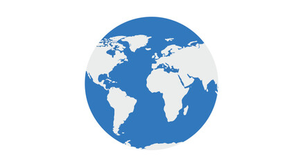 Fototapeta premium Stylized World Map in Oval Shape with Blue Oceans and White Continents