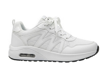 A stylish white sneaker isolated on transparent background is perfect for running