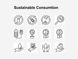 Sustainable Consumption Icons - Outline Style