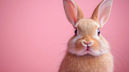 Fototapeta premium Shy and adorable rabbit looking bashfully at the