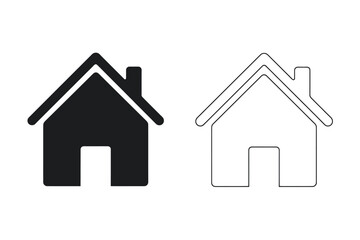 Fototapeta premium Simple House Icons in Black and White Depicting Home and Real Estate Opportunities