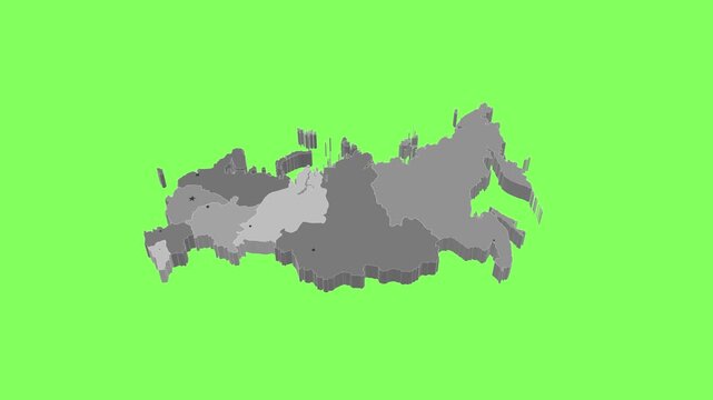3D map illustration of Russia on green background	