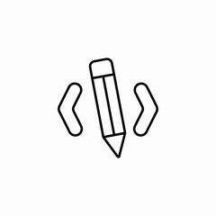 coding pencil brackets icon sign vector