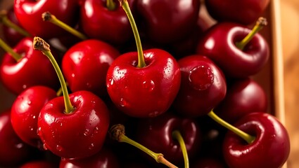 Cherries On A Black Background