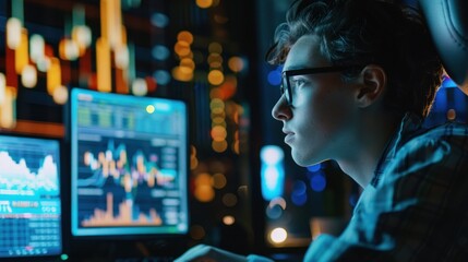 Person analyzing data screens