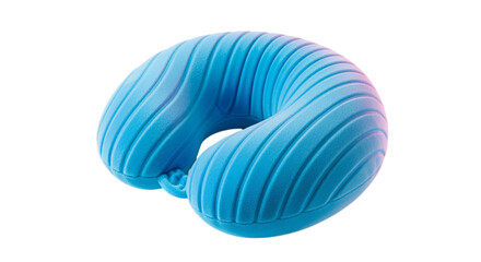Comfortable blue u shaped travel pillow isolated on transparent background