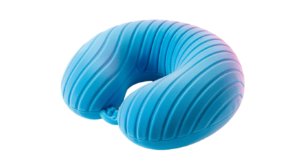 Comfortable blue u shaped travel pillow isolated on transparent background