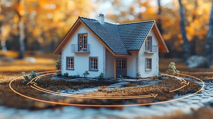 House model and cash flow concept in a serene autumn landscape