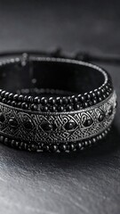 Obraz premium Close-up of black beaded necklace