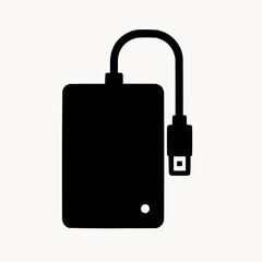 External Hard Drive. Rectangular enclosure with USB connector. No brand details