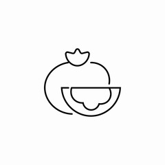 whole and sliced pomegranate icon sign vector