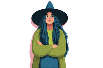 Cute fantasy cartoon style halloween witch character