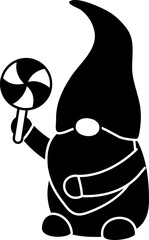 Christmas Gnome silhouette vector Isolated.
Cute holiday gnome icon.
Transparent background. SVG.