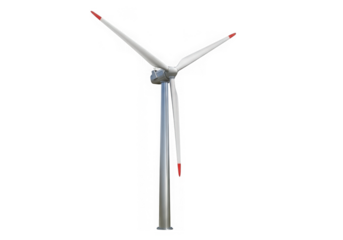 A wind turbine generating clean energy isolated on transparent background