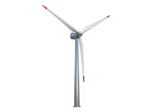 A wind turbine generating clean energy isolated on transparent background - Powered by Adobe